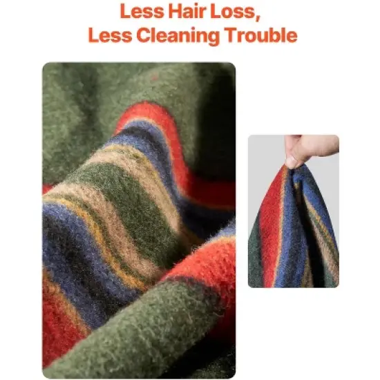 VEVOR Wool Camping Blanket, Large Warm Stadium Blanket, Waterproof & Windproof, Flame Retardant, 64" x 88" (80% Wool), Texture Multicolor image {3}