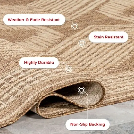 Nuloom Ranya Geometric Indoor/Outdoor Area Rug, Round 6' 7", Light Brown image {9}