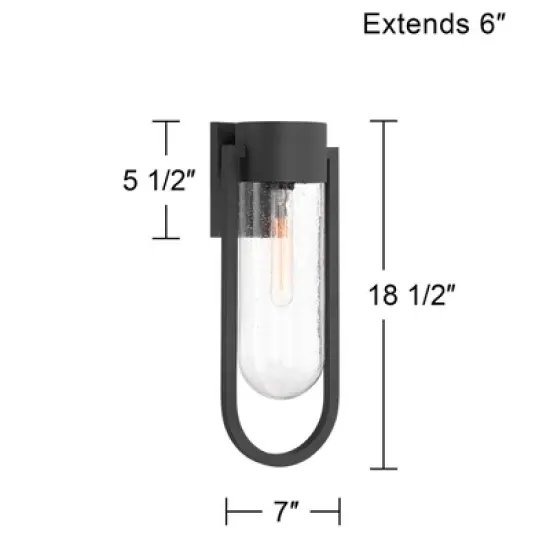 Possini Euro Design Villa Lane 18 1/2" High Modern Outdoor Wall Light Fixture Mount Porch House Exterior Weatherproof Sand Black Clear Glass Shade image {3}