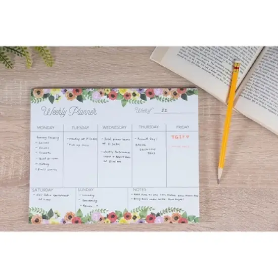 Paper Junkie Weekly Planner Pads - Pack of 2, Perfect for to Do Lists, Appointments, 52 Sheets Each, Floral Designs, 8 x 10 inches image {2}