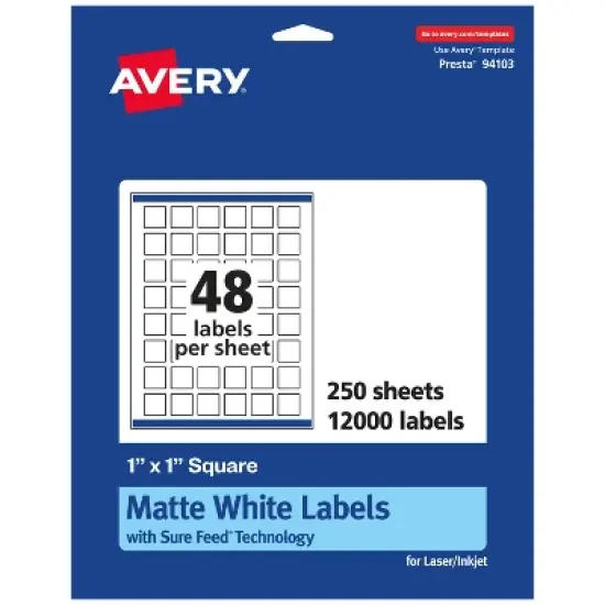 Avery Matte White Square Labels, 1" x 1" image {8}