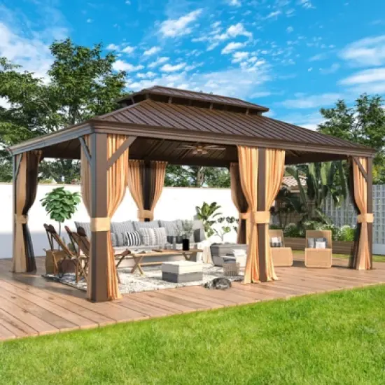 EROMMY 18 Ft. W X 12 Ft. D Aluminum Patio Gazebo image {9}