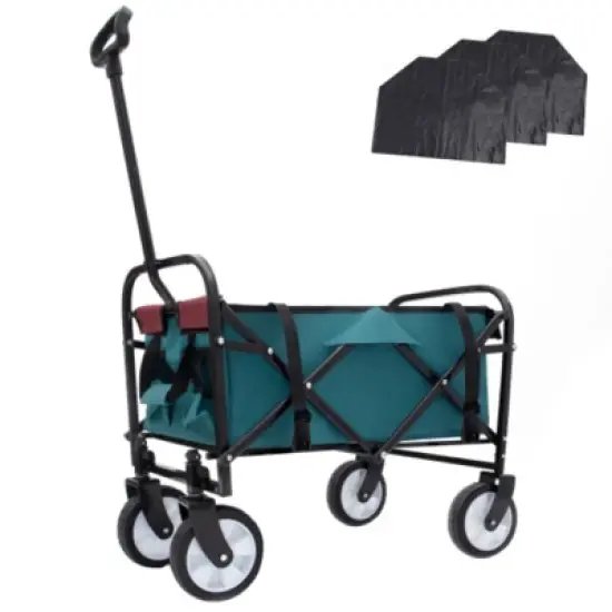 FURNIinspire Outdoor Serving Carts Minimeetall Multi-use Bag Foldable Heavy Duty Utility Cart Utility Wagon Grocery Cart, Cyan, 25.98"*17.32"*37.4" image {5}