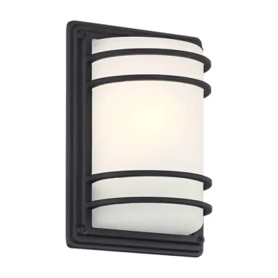 John Timberland Habitat Modern Industrial Outdoor Wall Light Fixtures Set of 2 Black Metal 11" Frosted Glass for Post Exterior Barn Deck image {7}