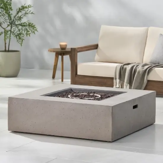 40 Inch Square Outdoor Fire Table with 50,000 BTU and Smooth Concrete Design image {2}