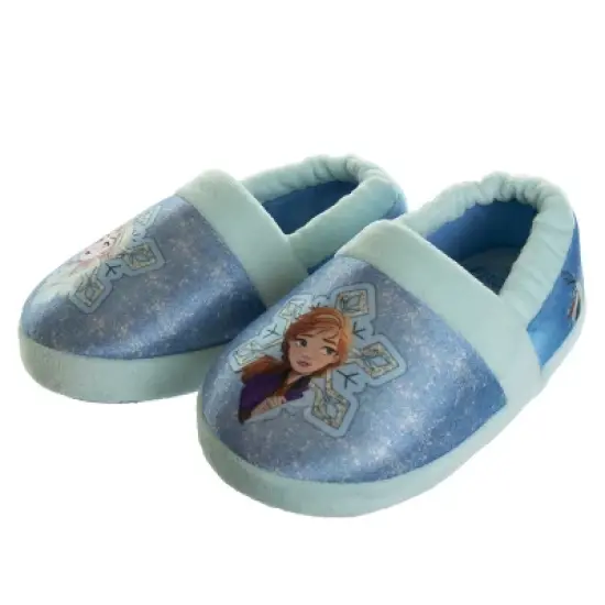 Disney Frozen Girl Slippers - Elsa and Anna Plush Lightweight Warm Comfort Soft Aline House Shoes &ndash; Ice Blue (sizes 5-12 Toddler-Little Kid) image {1}