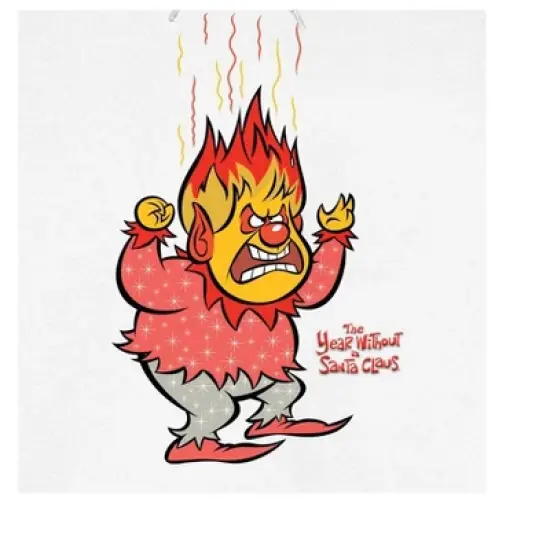 The Year Without Santa Claus "Heat Miser" With Raised Hands Men's White Graphic Hoodie image {1}