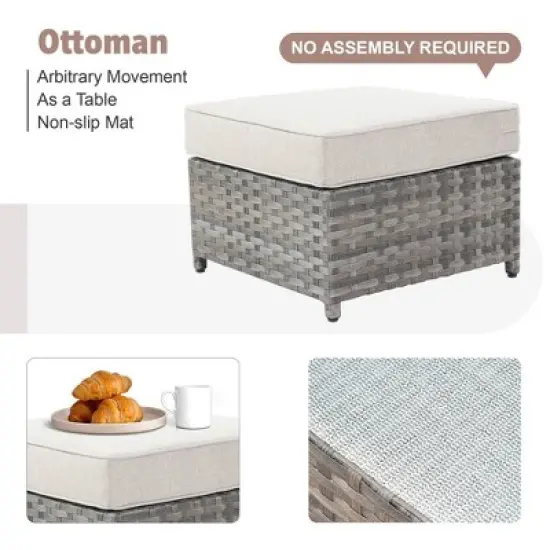 Tenaya 10pc Wicker Outdoor Patio Furniture Set Conversation Sofa with a Metal Fire Pit, Swivel Chairs and Cushions image {7}