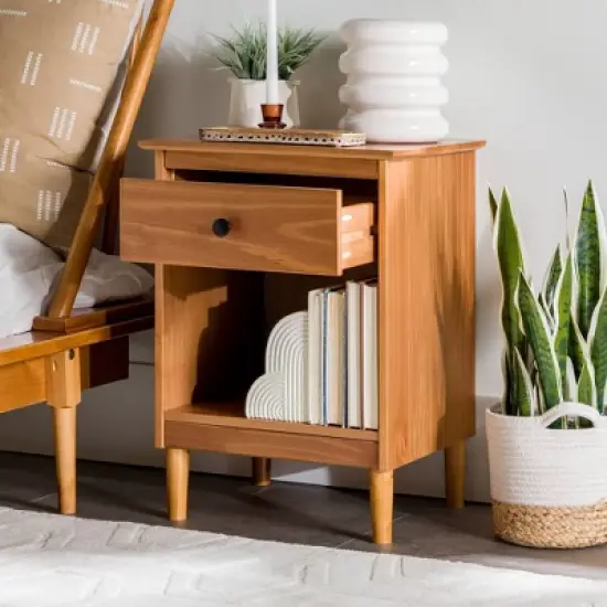 Stiva Classic Mid-Century Modern 1 Drawer Nightstand - Saracina Home image {1}