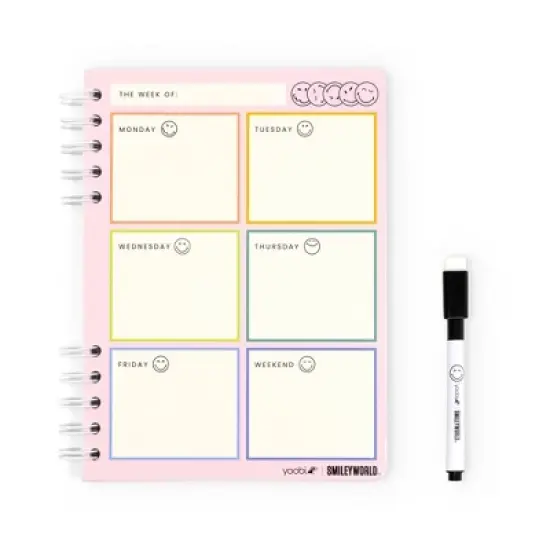 Yoobi SmileyWorld Erasable Cover Notebook 6"x8" with Dry Erase Marker, School Supplies image {8}