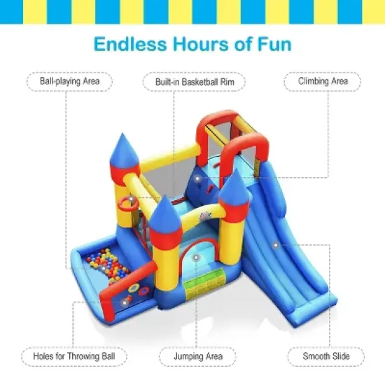 Costway Inflatable Bounce House Slide Bouncer Kids Castle Jumper w/ Balls & 780W Blower image {5}