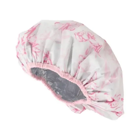 Unique Bargains Women Durable Floral Shower Cap Pink 1 Pc image {3}
