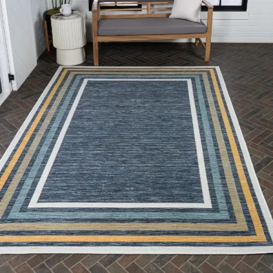 JONATHAN Y Pollux Classic Coastal Mitred Stripe Reversible Machine-Washable Indoor/Outdoor Area Rug image {9}