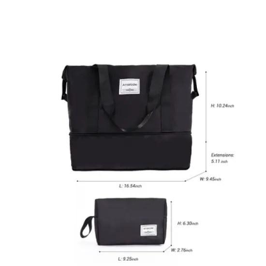 Gulches Gulches 5-Piece Durable Hard Case Luggage Set (20"/24"/28"/Travel Bag/Toiletry Bag) - Color Matching Black image {2}