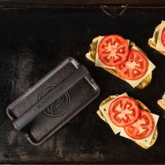 Blackstone Medium Griddle Press with Cast Iron Handle - Black: Heavy-Gauge, Outdoor Cooking Tool, Heat-Resistant image {1}