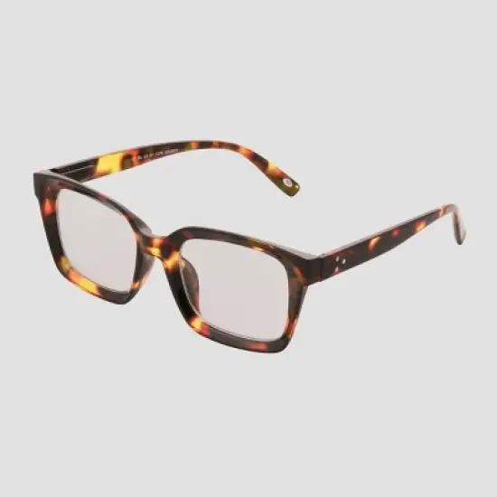 Women's Shiny Plastic Rectangle Blue Light Filtering Reading Glasses - Universal Thread&trade; Brown/Tortoise Print Diopter image {1}