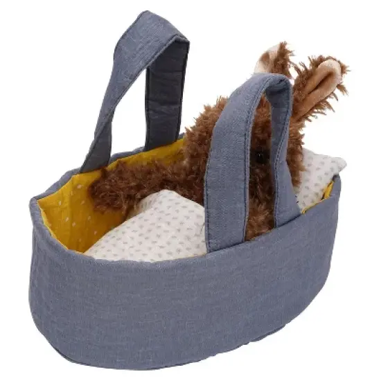 Manhattan Toy Moppettes Beau Bunny Stuffed Animal Nurturing Playset with Bunny Plush Toy, Fabric Bassinet, Blanket & Pillow image {7}