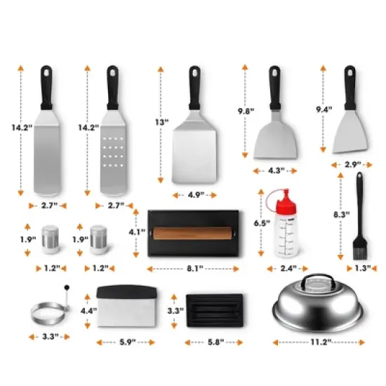 Cheer Collection 18-Piece Complete Premium Griddle Tool Kit image {2}