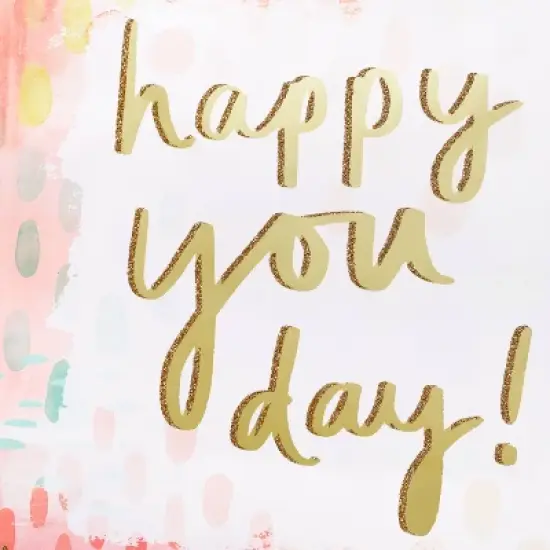 Large Happy You Day Watercolor Gift Bag - Spritz&trade;: Multicolor Birthday Typography, 15"x15"x8" image {2}