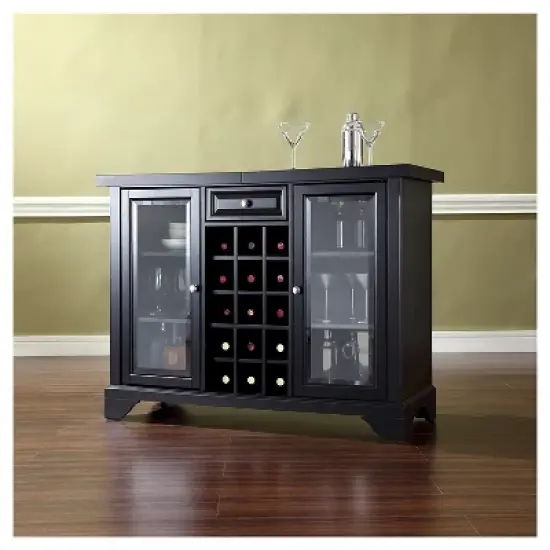 LaFayette Sliding Top Bar Cabinet - Black - Crosley image {4}