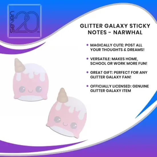 Underground Toys Glitter Galaxy Narwhal Sticky Notes image {6}