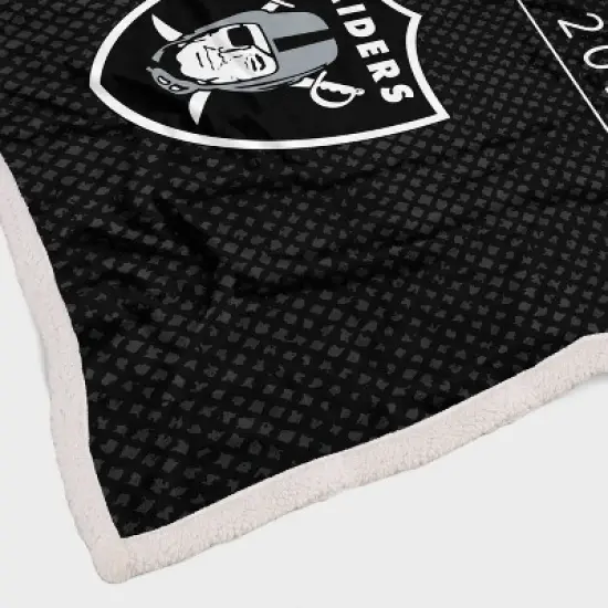 NFL Las Vegas Raiders Legacy Script Sherpa Flannel Fleece Blanket image {2}