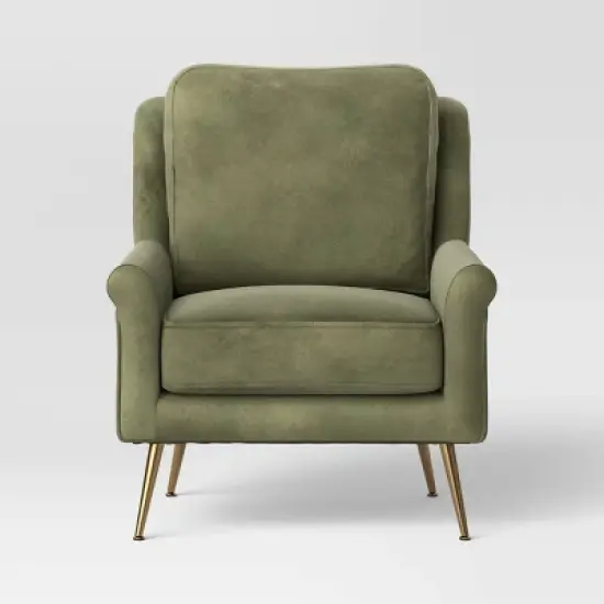 Carmine Luxe Arm Accent Chair with Brass Legs - Threshold&trade; image {2}