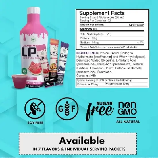 Nutritional Designs Sugar-Free Liquid Collagen & Whey Protein Supplement  PEACH -MANGO 32 OZ image {2}