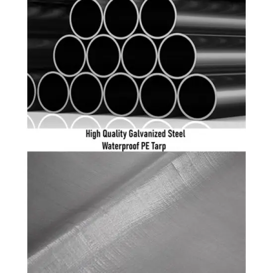 12 x 20FT Heavy Duty Carport with Roll-Up Windows, Portable Garage with Removable Sidewalls & Doors image {3}