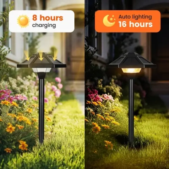 Gigalumi Aluminum Alloy Solar LED  Landscape Light, Waterproof Warm White Pathway Light, 2-Pack image {3}