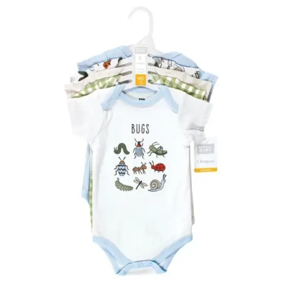Hudson Baby Unisex Baby Cotton Bodysuits, Bugs 5-Pack image {1}