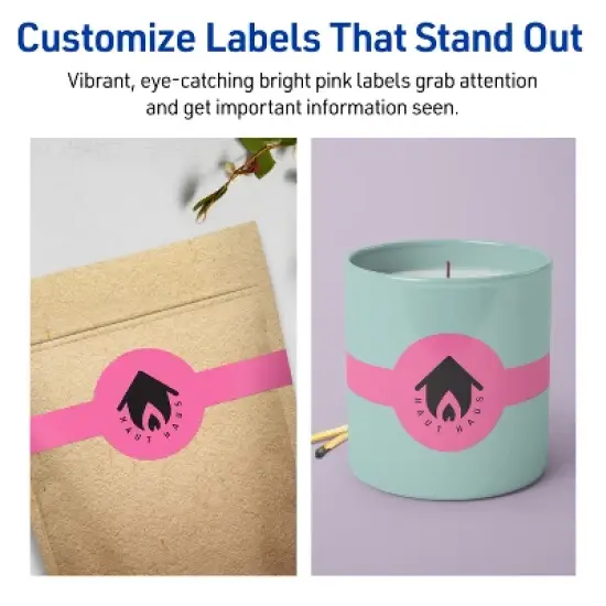 Avery Printable Wraparound Labels, Bright Pink, 2-3/8" x 8", 30ct image {2}