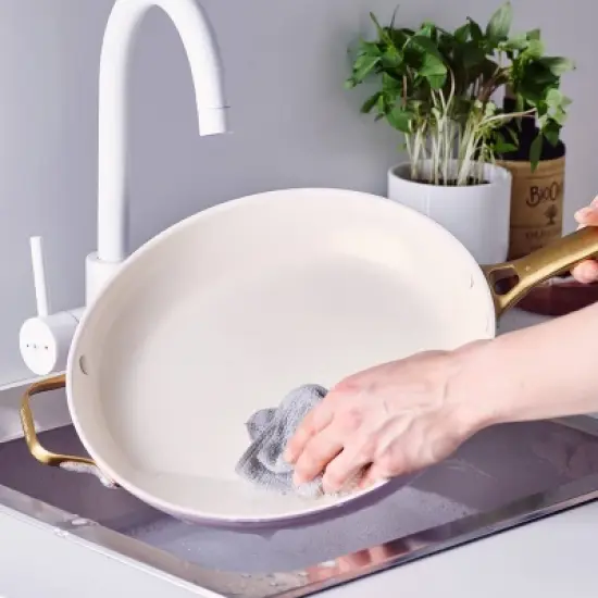 GreenPan Reserve 12" Frypan with Helper Handle & Lid Blush image {6}