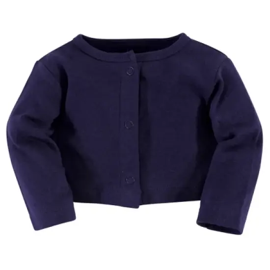 Touched by Nature Baby and Toddler Girl Organic Cotton Dress and Cardigan 2pc Set, Navy Floral image {2}