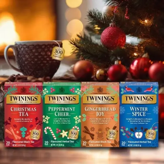 Twinings Holiday Sweet & Spicy Tea Variety 2-Pack &ndash; Caffeinated Christmas Tea and Caffeine-Free Winter Spice Herbal, Christmas Gift, 20 Tea Bags Ea image {6}