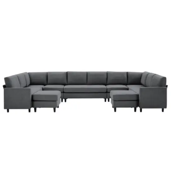 Hyleory Spacious 12-Seater U-Shaped Modular Sofa with Ottomans,Relaxed Style, Reconfigurable Design image {17}