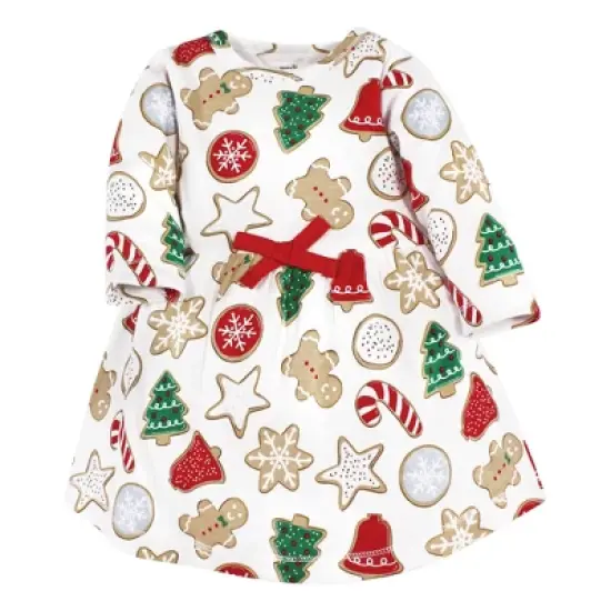 Touched by Nature Infant and Toddler Girl Organic Cotton Long-Sleeve Dresses, Christmas Cookies image {2}