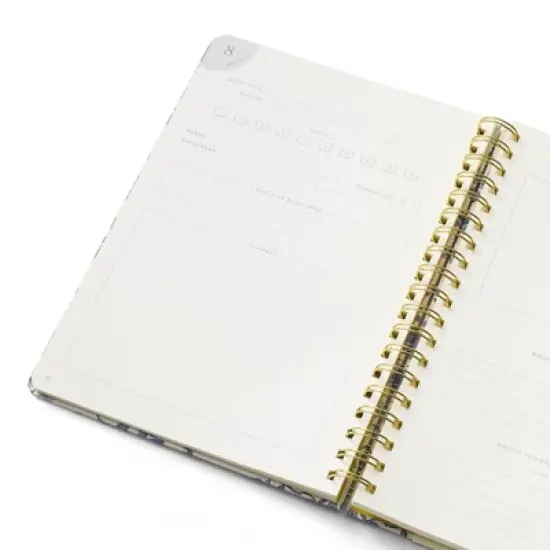 PAPIER 150pg Reading Journal 9.84" Spiral Floral and Text Block Hard Cover image {2}