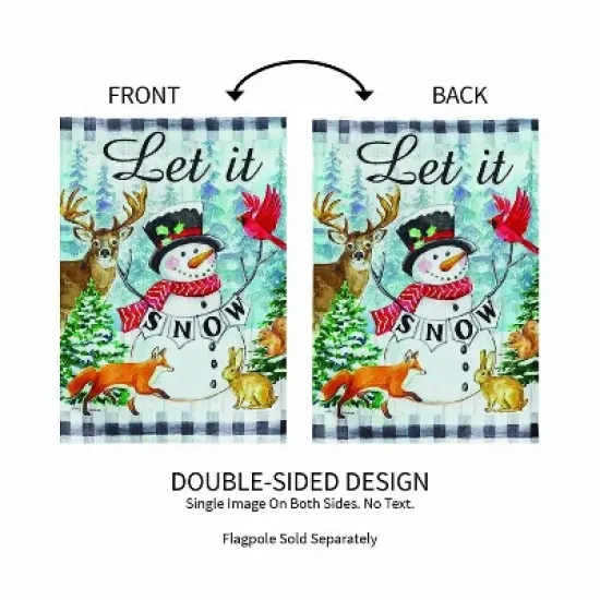 Evergreen Let it Snow Snowman and Woodlands Suede Garden Flag 12 x 18 Inches Indoor Outdoor Decor image {4}