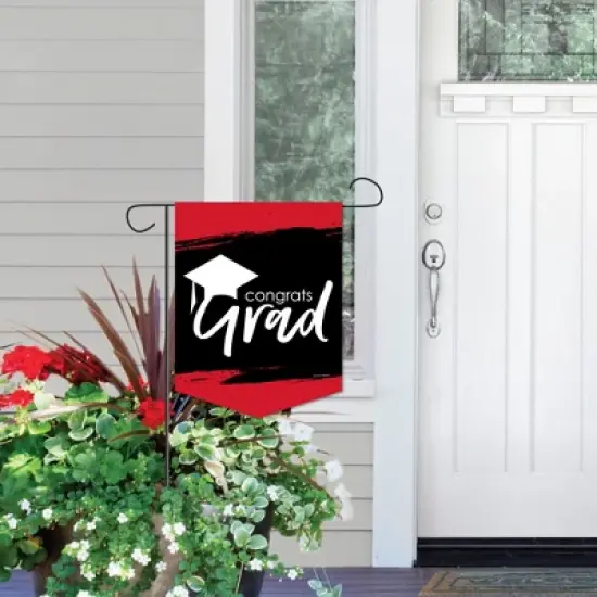Big Dot of Happiness Red Grad - Best is Yet to Come - Outdoor Home Decorations - Double-Sided Red Graduation Party Garden Flag - 12 x 15.25 inches image {4}