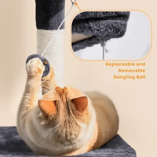 Yaheetech Multilevel Cat Tree with Hammock, Scratching Posts, Condo Perch Ball for Indoor image {5}