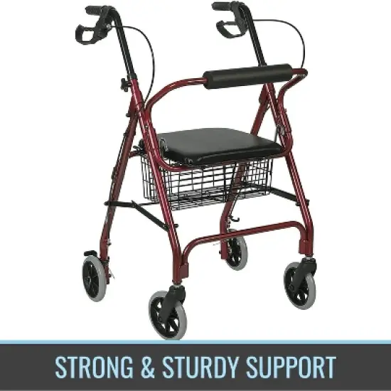 DMI Ultra Lightweight Folding Aluminum Rollator Walker with Adjustable Handle Height, FSA and HSA Eligible image {2}