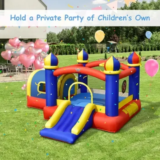 Costway Inflatable Castle Kids Bounce House w/ Slide Jumping & Playhouse Blower Excluded image {2}