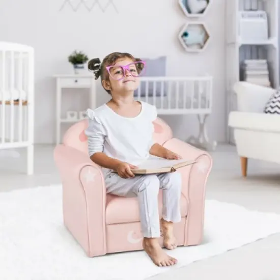 Costway Kids Lamb Sofa Children Armrest Couch Upholstered Chair Toddler Furniture Gift image {2}