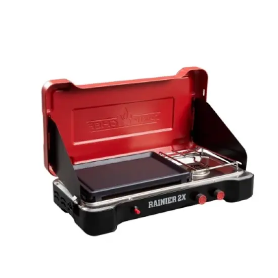 Camp Chef Mountain Series Rainier 2x Two-Burner Camp Stove with Griddle & Carry Bag image {1}