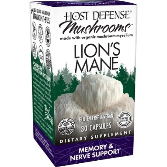 Host Defense Lion's Mane Mushroom Vegan Capsules - 30ct image {1}