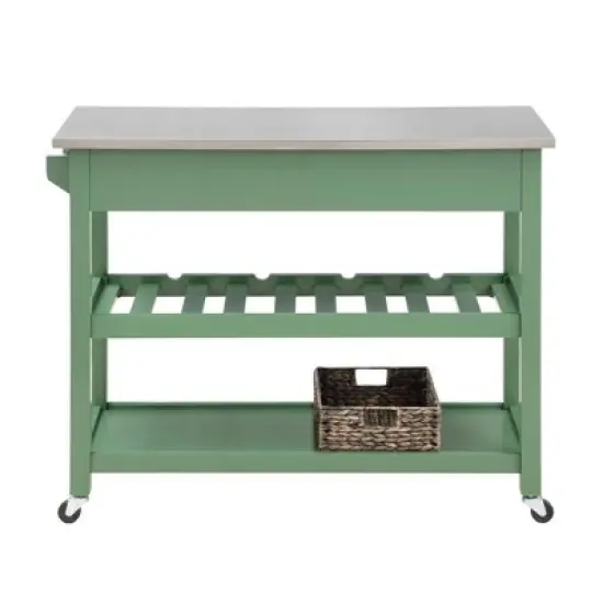 Carolina Kitchen Island with Stainless Steel Top Green - Boraam image {3}