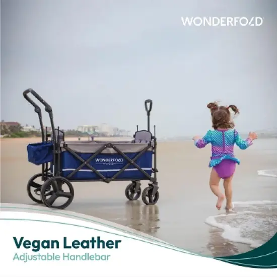 WONDERFOLD X2 Push & Pull Double Stroller Wagon with 5 Point Harnesses, Adjustable Push Handle, Telescopic Handle, and Removable UV-Protection Canopy image {3}