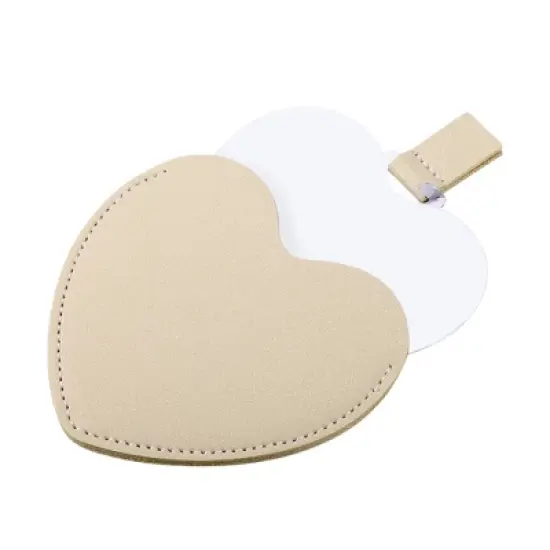 Unique Bargains Stainless Steel Heart Shaped Compact Makeup Mirror and PU Leather Case image {12}