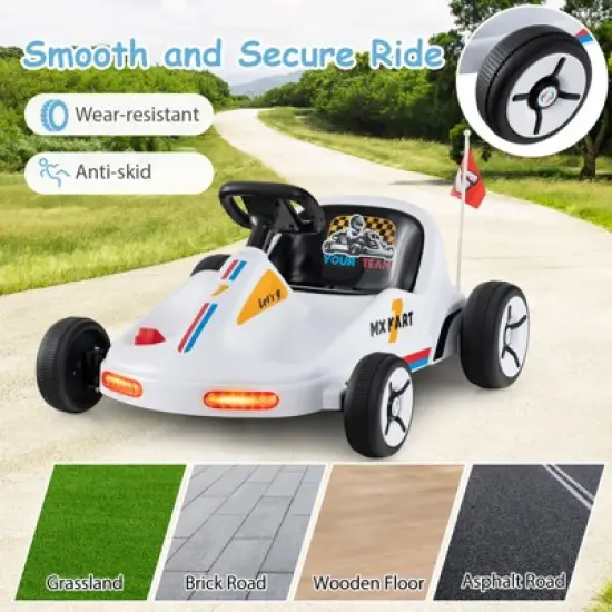 Infans 12V Kids Electric Go Kart 7AH Battery Powered Ride on Race Toy w/ Remote Control image {5}